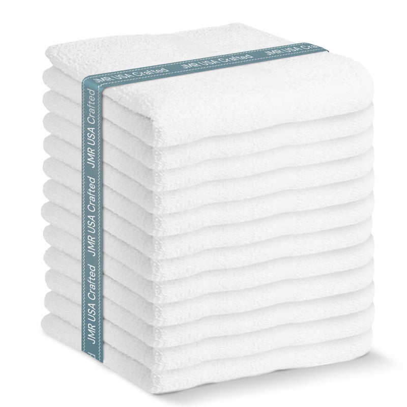JMR BulkFriendly Essentials  Practical 12Pack Cotton Towels  Economical 20 by 40 MultiPurpose Towels  Absorbent QuickDrying Soft Lightweight  Ideal for Pool Gym Spa White