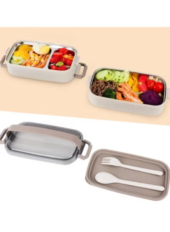 ريد ليف صندوق غداء 800 مل، مكون من طبقتين، محمول، دافئ للطعام، صغير الحجم، قابل للفصل، مصنوع من الفولاذ المقاوم للصدأ 304 - Image 2