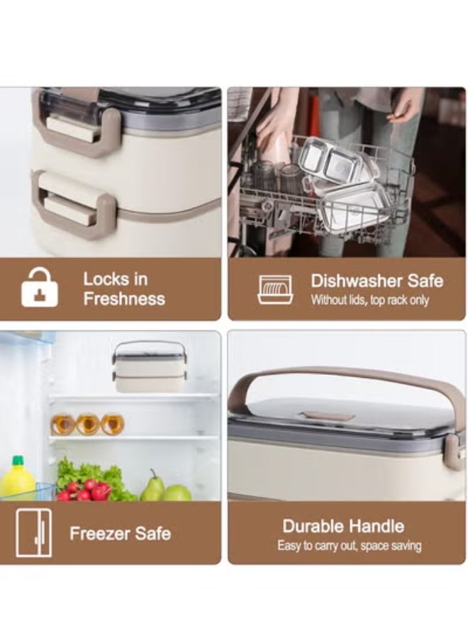 ريد ليف صندوق غداء 800 مل، مكون من طبقتين، محمول، دافئ للطعام، صغير الحجم، قابل للفصل، مصنوع من الفولاذ المقاوم للصدأ 304 - Image 5