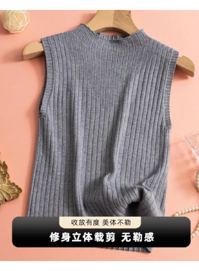 Your Sun Women'S Knitted Undershirt, Suit Base Layer, High-End Semi-Turtle Neck Slim Fit Inner Wear, Knitted Camisole Top - Image 1