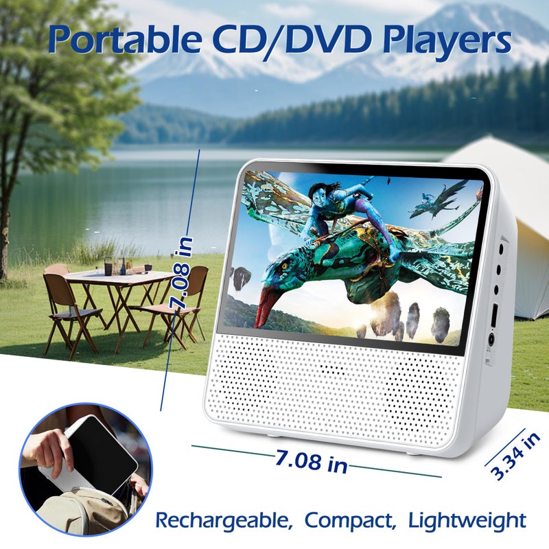 SHIWAKOTO مشغل DVD محمول 9.8" مع بلوتوث، شاشة 1024 x 600، مشغل DVD محمول مع شاشة، بطارية قابلة للشحن 4000 مللي أمبير، مكبرات صوت HiFi، مؤقت/تحكم عن بعد/مزامنة مع التلفاز، يدعم DVD/CD/بلوتوث/AUX/AV/USB - Image 5