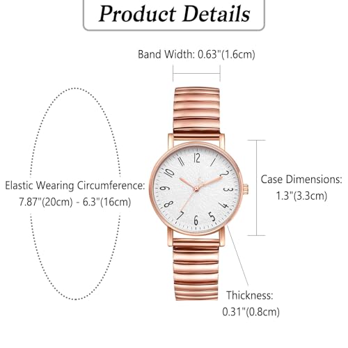 OIDEA Women's Elastic Strap Watches: Large Face Arabic Numerals Analog Quartz Wrist Watches for Women Easy Reader Stretch Band Waterproof Ladies Wratch Rosegold - Image 3