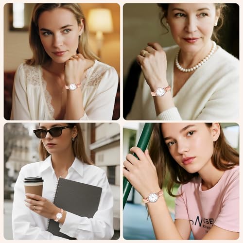 OIDEA Women's Elastic Strap Watches: Large Face Arabic Numerals Analog Quartz Wrist Watches for Women Easy Reader Stretch Band Waterproof Ladies Wratch Rosegold - Image 5
