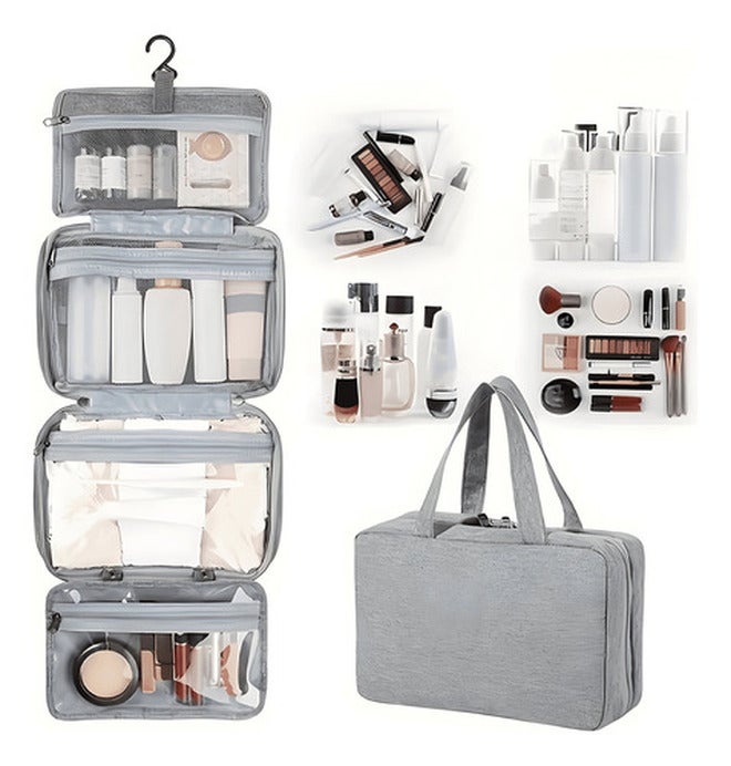 New Foldable Waterproof Hanging Toiletry Bag with Hook - Durable