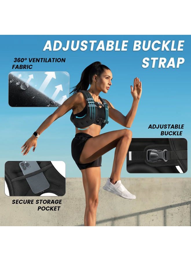 KUKZO Weighted Vest Woman, 12 LB Womens Weight Vest for Walking, Strength Training Body Plus Weight Vests for Female Men, Reflective Stripe Fitness Vest for Workout Running Jogging - Image 2