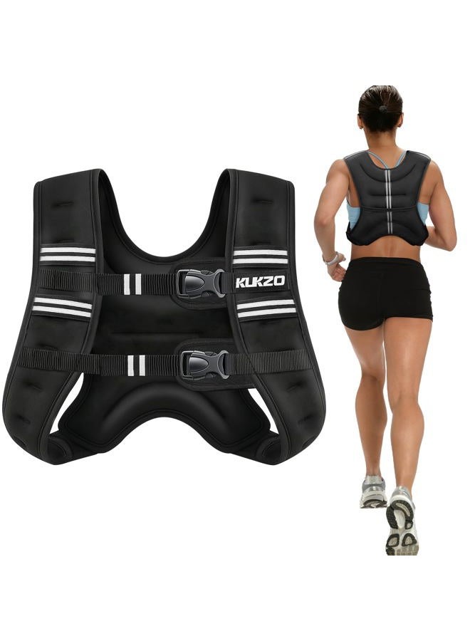 KUKZO Weighted Vest Woman, 12 LB Womens Weight Vest for Walking, Strength Training Body Plus Weight Vests for Female Men, Reflective Stripe Fitness Vest for Workout Running Jogging - Image 1