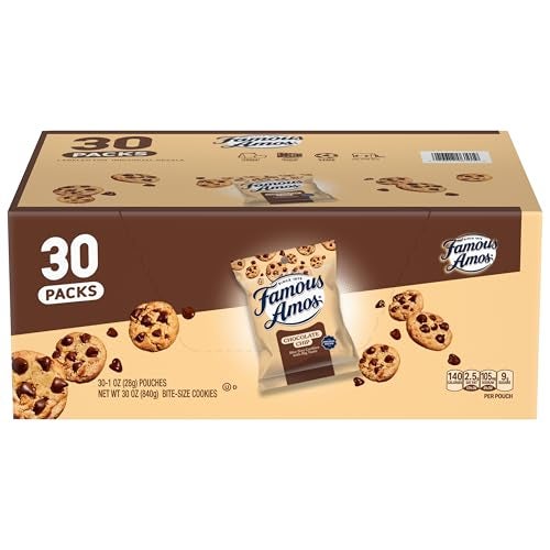 Famous Amos Original Recipe Chocolate Chip Bite-Size Cookies, 30 Pack Box, 30 oz - Image 1