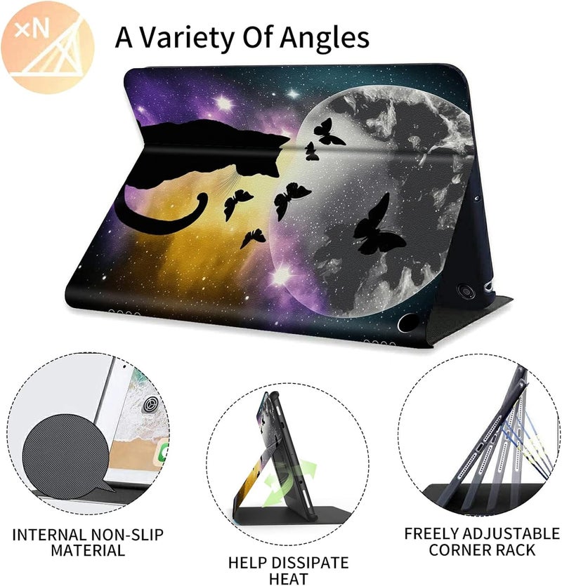 FUYOCWE for Fire HD 10 Case 2021,Fire HD 10 Plus Tablet Case (11th Generation, 2021 Release), Multi-Angle Slim Stand Smart Cover Cases for New Amazon Kindle Fire HD 10 10.1"-Black Cat Moon - Image 5