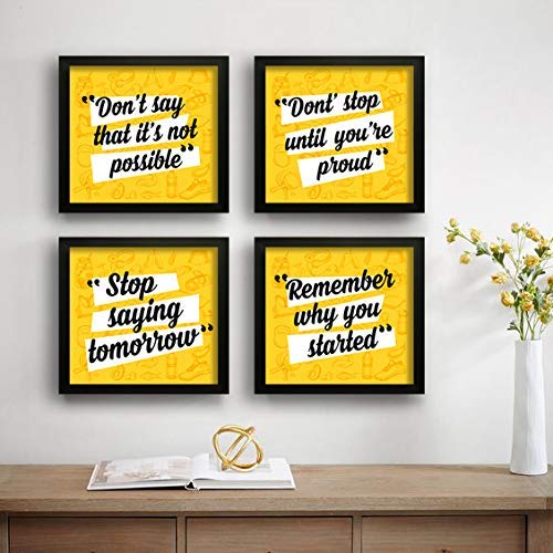 SAF SAF paintings Set of 4 Stop Saying Tomorrow Motivational UV Coated Home Decorative Gift Item Framed Painting 19 inch X 19 inch SET4_29(Multicolor) - Image 1