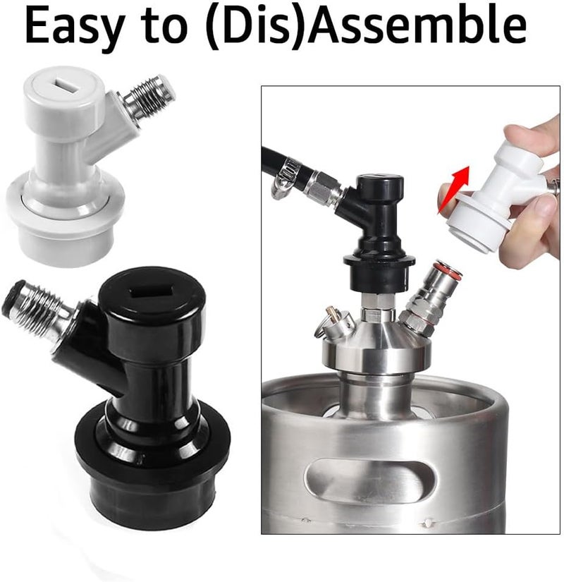 MRbrew 【2 Pairs】 Ball Lock Disconnect Set, Home Brew Ball Lock Keg Fittings with MFL Thread Swivel Nuts, Corny Keg Fittings with Stainless Steel 5/16'' Gas & 1/4'' Liquid Barbs & Extra 4 Hose Clamps - Image 5
