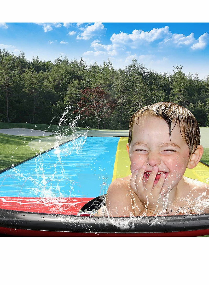 SYOSI Lawn Water Slides for Kids Adults, Lane Slip, Splash  Slide for Backyards, Water Slide Waterslide with 2 Boogie Boards, 15.7FT 2 Sliding Racing Lanes with Sprinklers, Durable PVC Construction  - Image 2