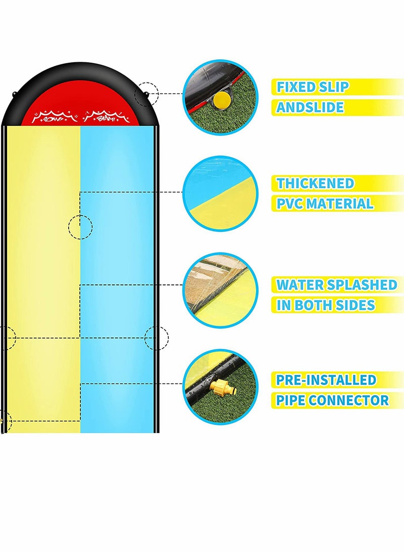 SYOSI Lawn Water Slides for Kids Adults, Lane Slip, Splash  Slide for Backyards, Water Slide Waterslide with 2 Boogie Boards, 15.7FT 2 Sliding Racing Lanes with Sprinklers, Durable PVC Construction  - Image 3
