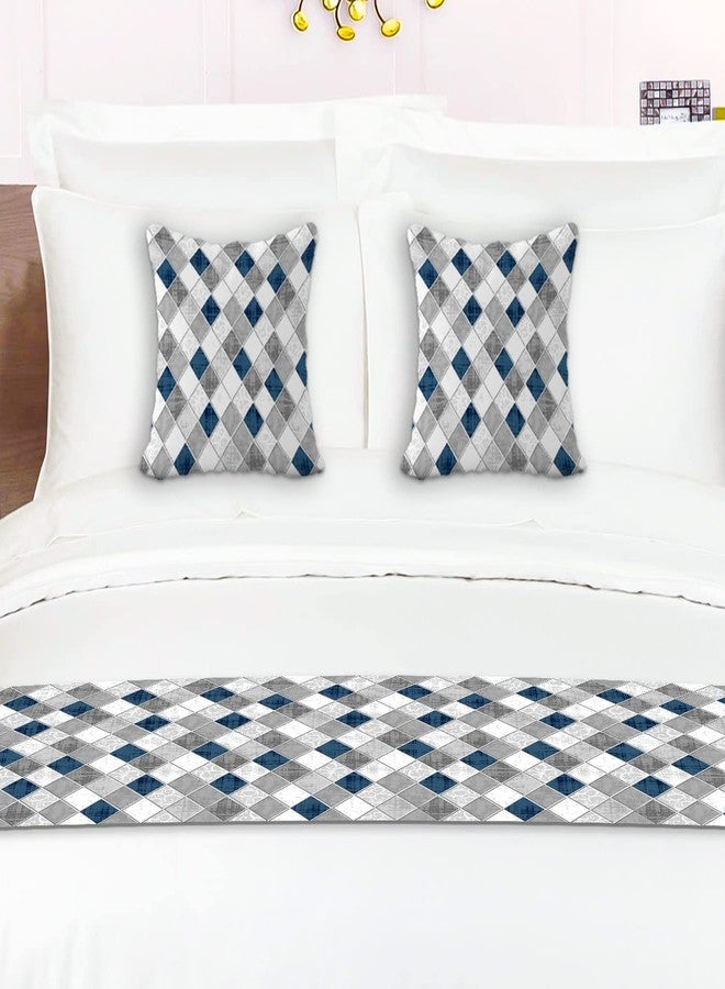 Temoli® Bed Runner with Reversible Cushion Cover Decorative Scarf for Bedroom Hotel Wedding Room 18x90 in, 16x16 in. (Boxes-Multi) - Image 3