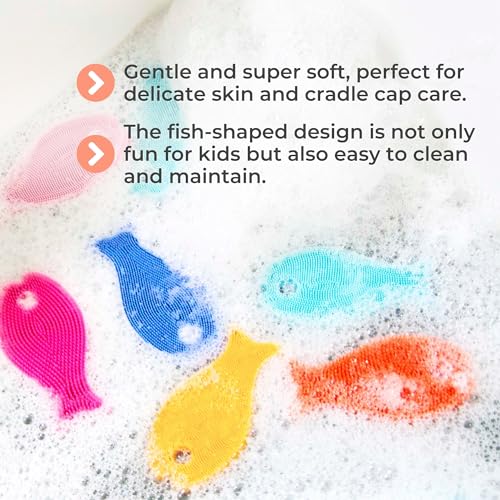 Innobaby Bathin' Smart Silicone Fish Bath Scrub, Aqua/Periwinkle - Image 4