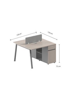 Neo Front Neo Front Double Desk with 2 Drawers, Two Person Desk Long Computer Desk with Storage Shelves, Writing Table Study Desk for Home Office SM-ZT1212B  - Image 4