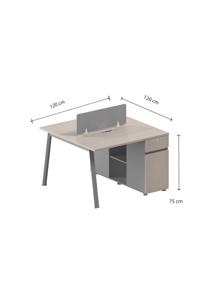 Neo Front - Neo Front Double Desk with 2 Drawers, Two Person Desk Long Computer Desk with Storage Shelves, Writing Table Study Desk for Home Office SM-ZT1212B - Image 1