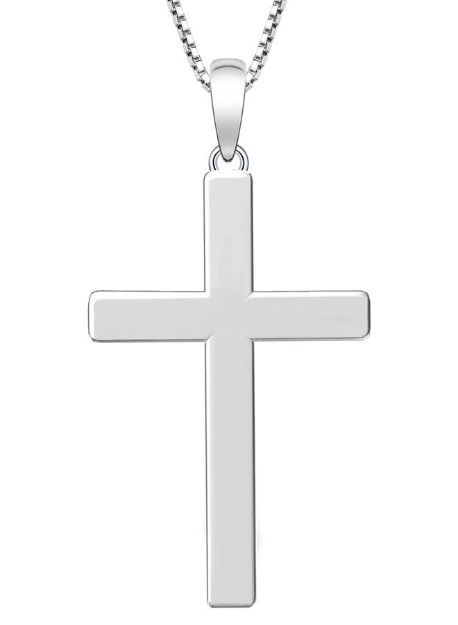 واي أل قلادة صليب من الفضة الإسترليني للنساء، قلادة صليب بسيطة بطول 1.38 بوصة، مجوهرات بسيطة للرجال - Image 1