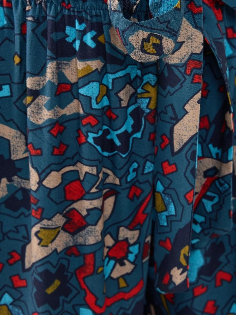 هيكاب بنطلون واسع الأرجل مطبوع برباط