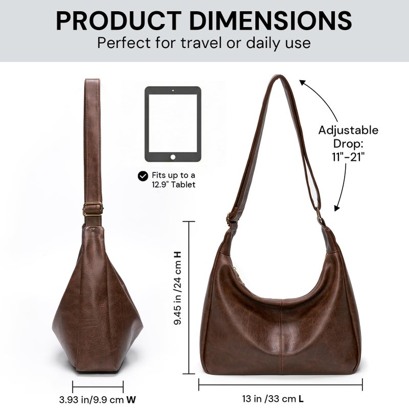 celestina Purses for Women Hobo Bag Soft Vegan Leather Shoulder Bag Slouchy Crossbody Handbag Trendy Ladies Fashion Purse, Dark Brown - Image 3