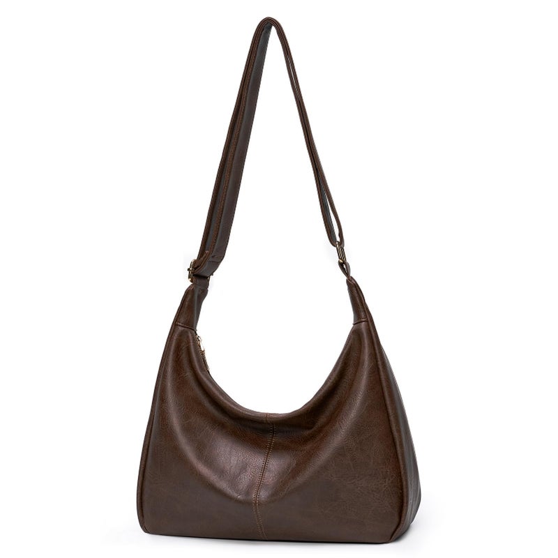 celestina Purses for Women Hobo Bag Soft Vegan Leather Shoulder Bag Slouchy Crossbody Handbag Trendy Ladies Fashion Purse, Dark Brown - Image 1
