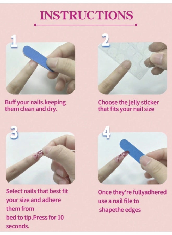 Tuline 24pcs Medium Almond Ombre Nail Stickers, Short Pointed Design, Fresh & Glossy, Full Coverage, Korean Style, Suitable For Women & Girls DIY Manicure At Home, Summer Nail Art, Nail Supplies Nails - Image 4