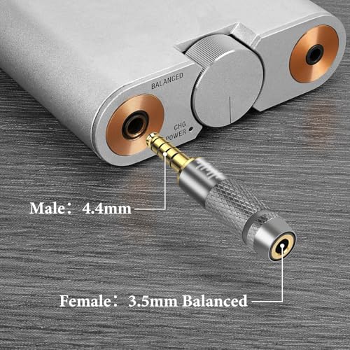 Geekria 4.4mm Male to 3.5mm Balanced Female Headphones Adapter for 3.5mm 4-Pole Cable Connected to Balanced 4.4mm Player Device, Aluminum Alloy Conversion Audio Plug, Gold Plated Adapter - Image 4