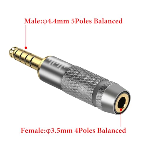 Geekria 4.4mm Male to 3.5mm Balanced Female Headphones Adapter for 3.5mm 4-Pole Cable Connected to Balanced 4.4mm Player Device, Aluminum Alloy Conversion Audio Plug, Gold Plated Adapter - Image 2
