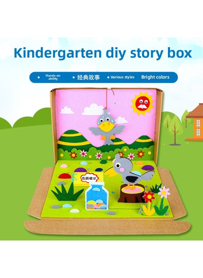 null - Story Picture Book Diy Material Package Box Handmade Non-woven Stickers Kindergarten Corner Quiet Book Three-dimensional Picture Book-Color:Little Monkey Goes Downhill - Image 1