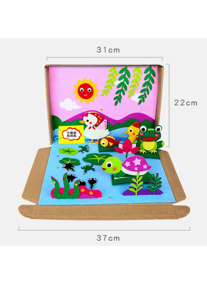 null - Story Picture Book Diy Material Package Box Handmade Non-woven Stickers Kindergarten Corner Quiet Book Three-dimensional Picture Book-Color:Little Monkey Goes Downhill - Image 1