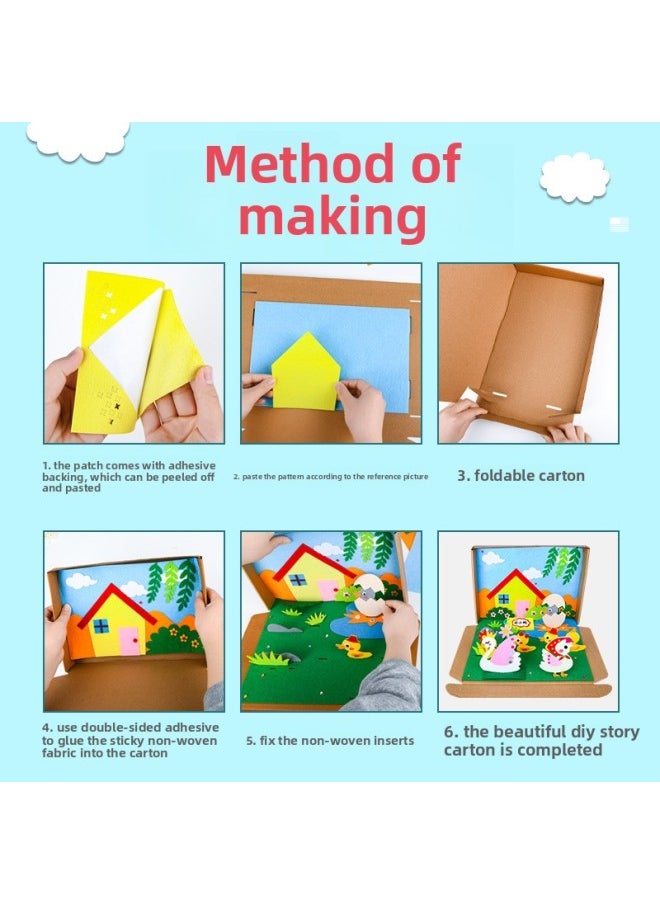 null - Story Picture Book Diy Material Package Box Handmade Non-woven Stickers Kindergarten Corner Quiet Book Three-dimensional Picture Book-Color:Little Monkey Goes Downhill - Image 1