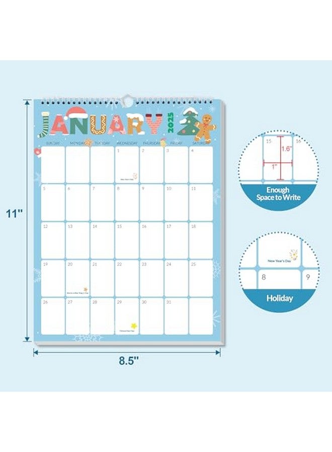 SUNEE 2025 Wall Calendar 8.5X11, 18 Months Hanging Monthly 2025 Calendar, October 2024 To March 2026, Large Writing Space For Organizing & Planning, Cute  - Image 2