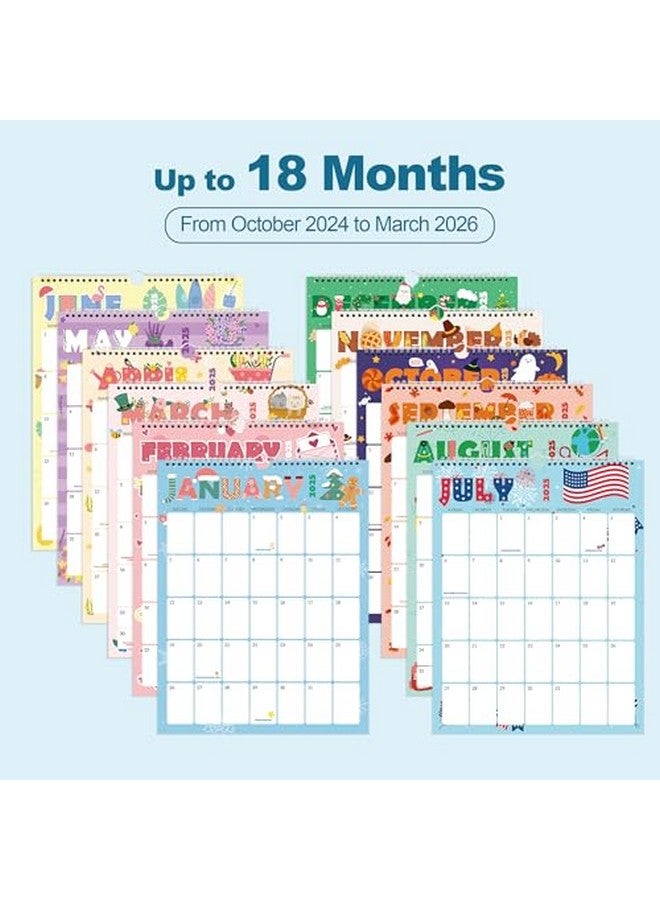 SUNEE 2025 Wall Calendar 8.5X11, 18 Months Hanging Monthly 2025 Calendar, October 2024 To March 2026, Large Writing Space For Organizing & Planning, Cute  - Image 4