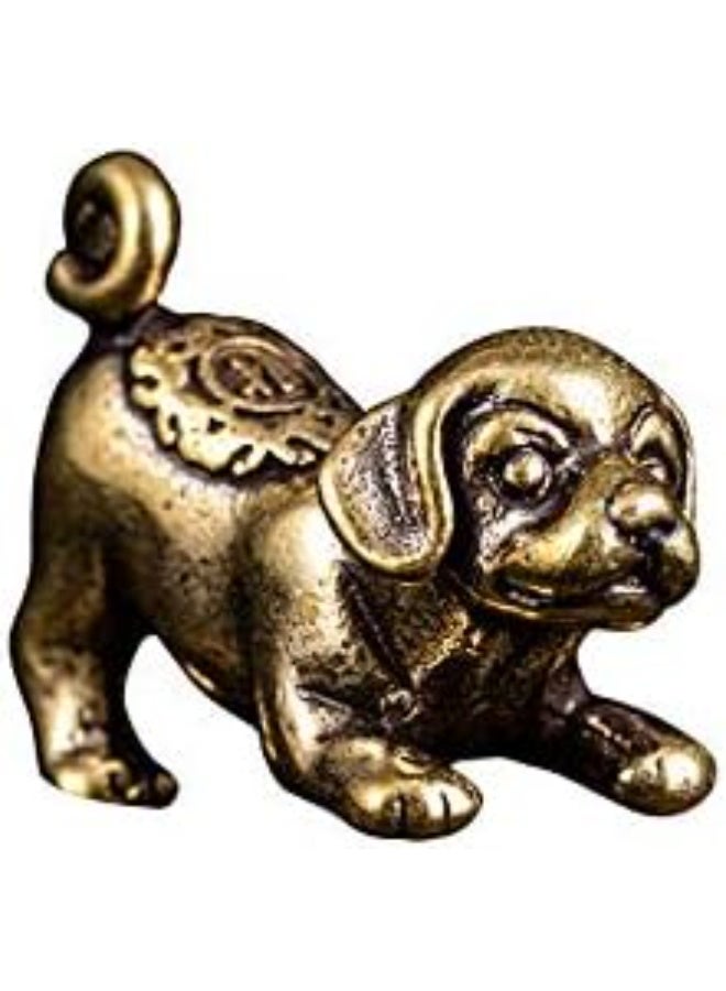 My Souq Store: Mini Brass Puppy Dog Figurine Antique Play Bow Position Statue - Image 1