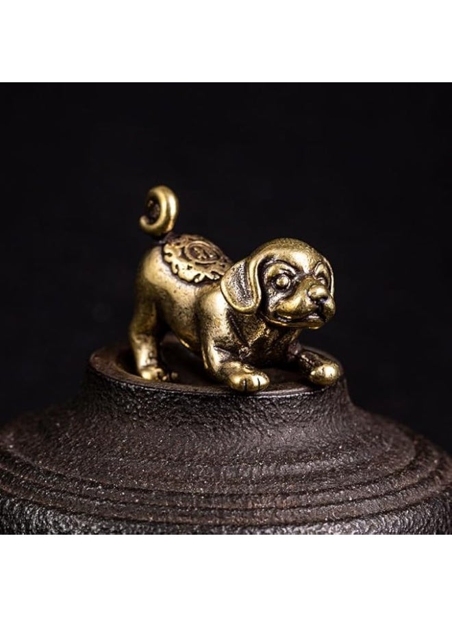 My Souq Store: Mini Brass Puppy Dog Figurine Antique Play Bow Position Statue - Image 2