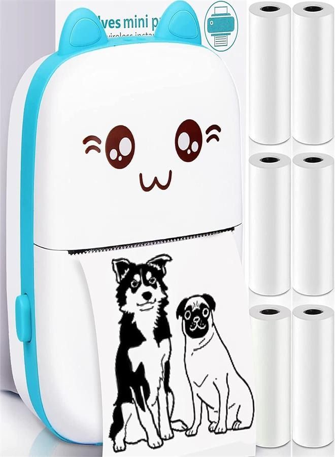 Mini Printer Portable, Mini Thermal Printer, Mini Pocket Printer, Mini Photo Printer, Wireless Bluetooth Smart Phone Inkless Printers, for Travel Picture Sticker Receipt Label Notes - Image 1