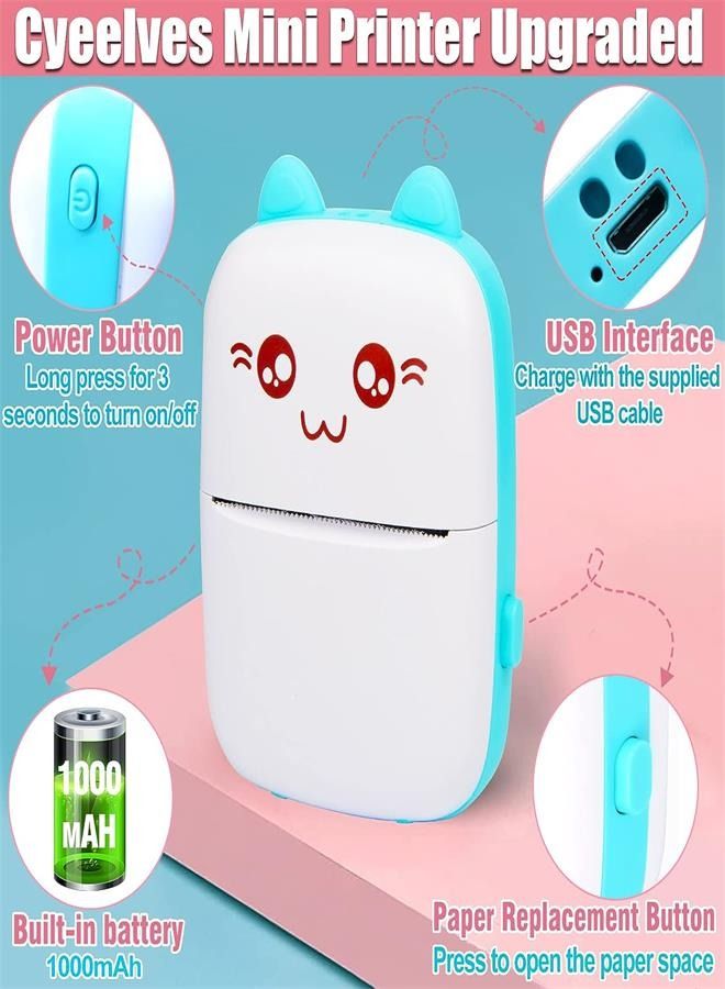 Mini Printer Portable, Mini Thermal Printer, Mini Pocket Printer, Mini Photo Printer, Wireless Bluetooth Smart Phone Inkless Printers, for Travel Picture Sticker Receipt Label Notes - Image 4