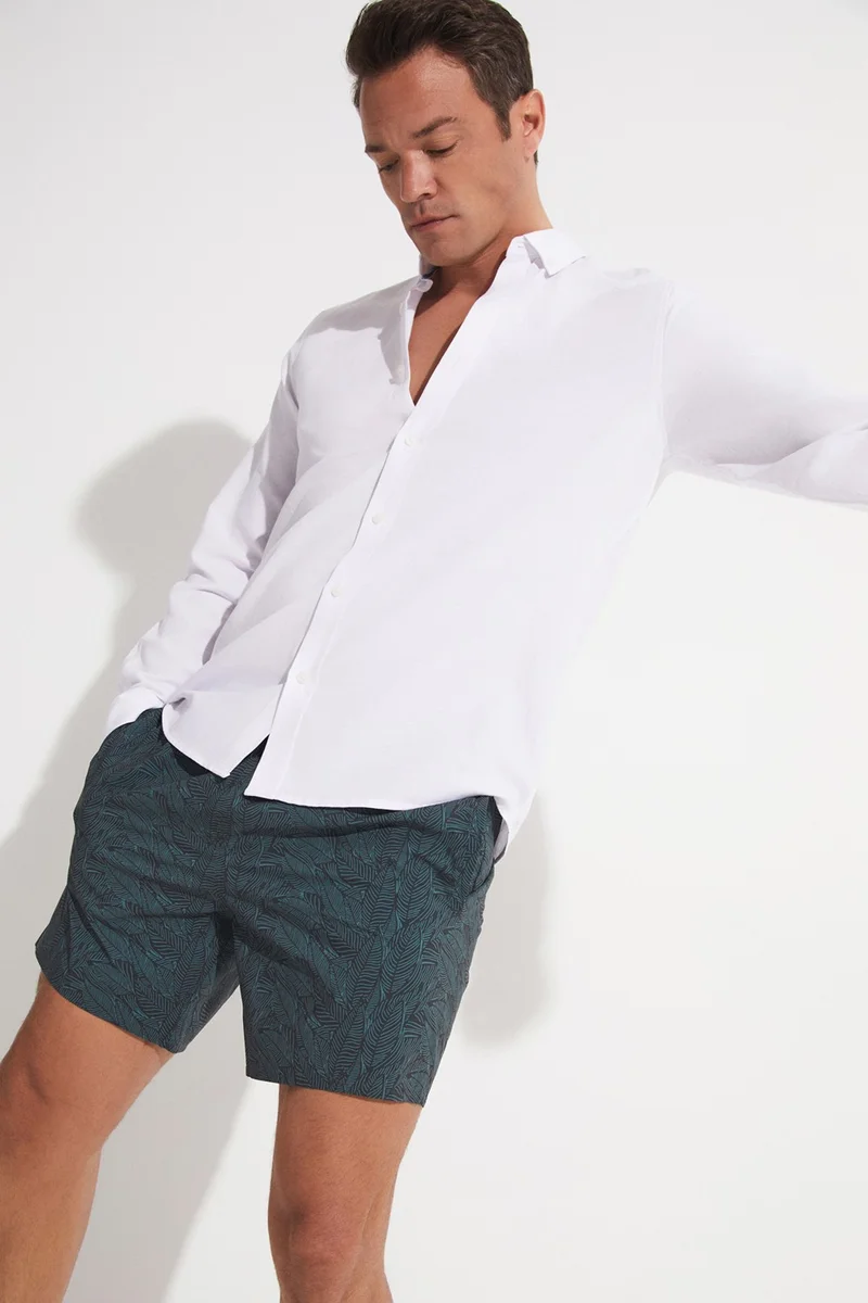 JUNE Men's Regular Fit Patterned Denim Shorts