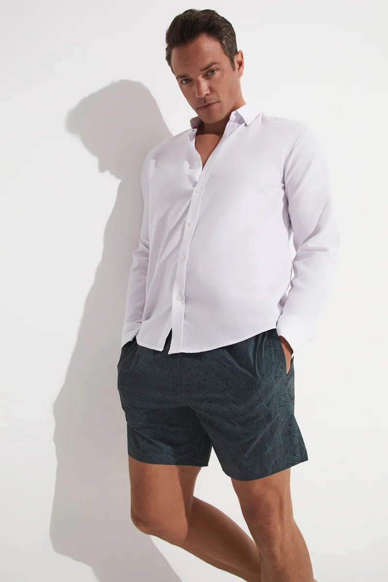 JUNE Men's Regular Fit Patterned Denim Shorts