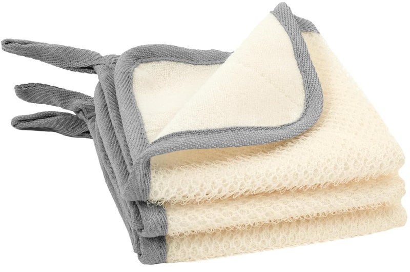 ST INC Exfoliating Washcloths Dual Sided for Face and Body Scrub Towel 99 Inch x 99 Inch Grey 3 Pack