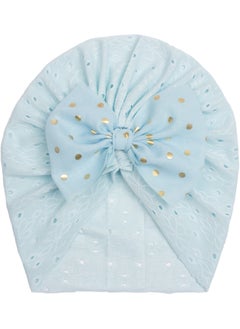 Autumn Baby Hat Childrens Pull over Cap with Glitter Butterfly Knot Print Warmth Breathable Sunshade Windproof Cap for Infants Blue