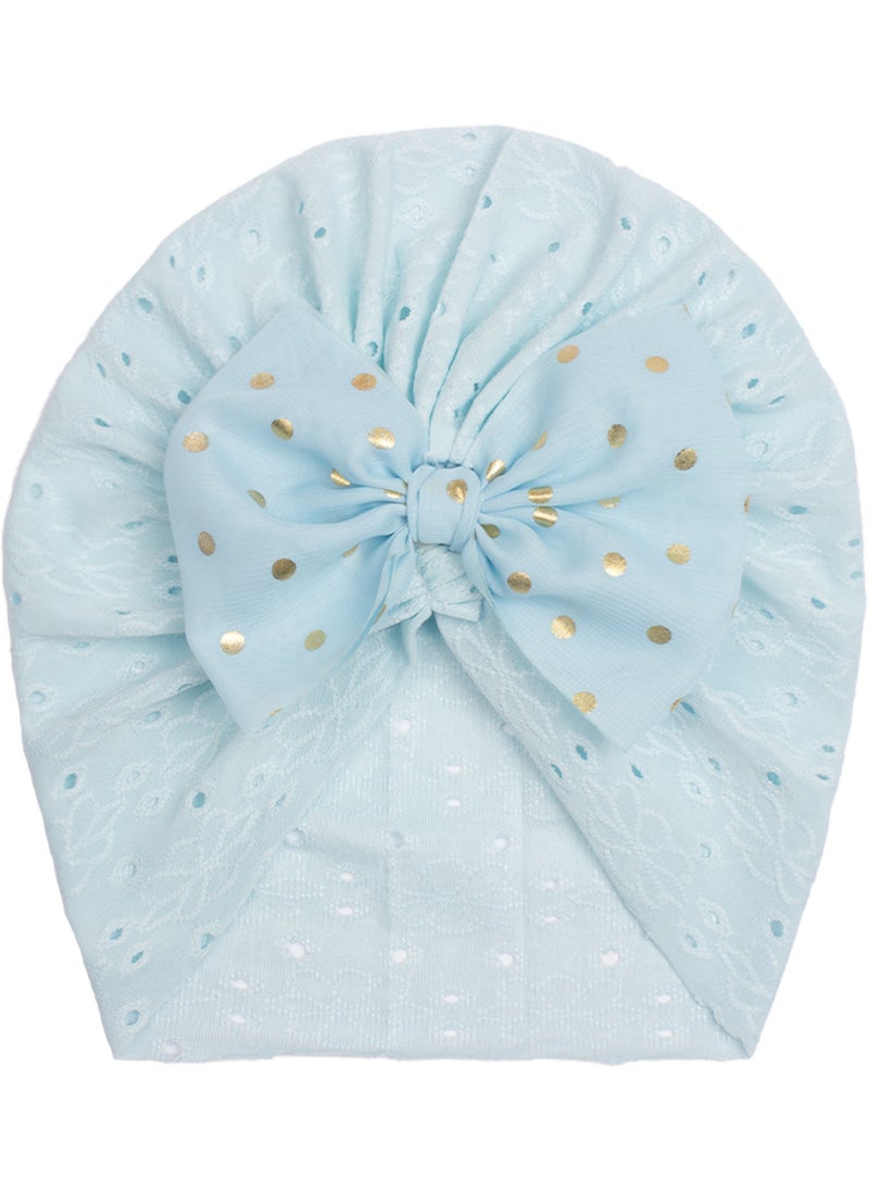 Generic - Autumn Baby Hat Childrens Pull over Cap with Glitter Butterfly Knot Print Warmth Breathable Sunshade Windproof Cap for Infants Blue - Image 1
