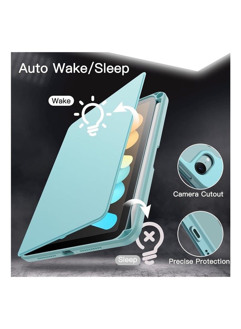 LEDIN 2 in1 Rotating Case for iPad mini A17 Pro 2024 (7th Generation 8.3 inch) with Pencil Holder,360 Degree Rotation Protective Stand Slim Cover Clear Back, Auto Wake/Sleep With Tempered Glass - Image 2