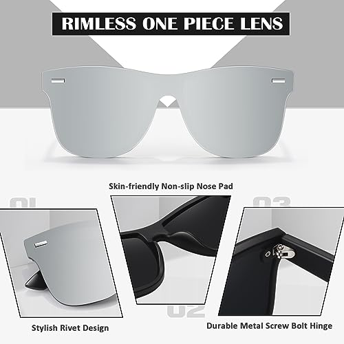 LINVO Trendy Polarized Mirrored Sunglasses Men Womens, Flat One Piece Reflective Shades for Driving Fishing UV400 Protection - Image 4