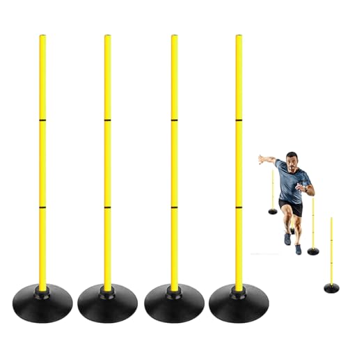 ASENVER 4FT Agility Poles Set Detachable Speed Training Poles Soccer Slalom Sticks with Agility Ladder and Cones (4 pcs, Yellow) - Image 1