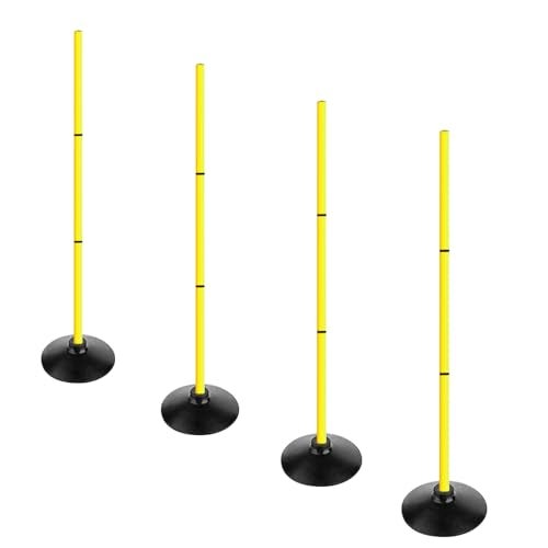 ASENVER 4FT Agility Poles Set Detachable Speed Training Poles Soccer Slalom Sticks with Agility Ladder and Cones (4 pcs, Yellow) - Image 3