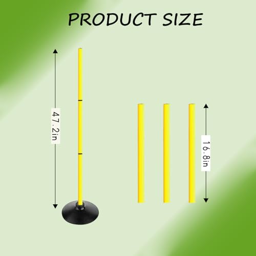 ASENVER 4FT Agility Poles Set Detachable Speed Training Poles Soccer Slalom Sticks with Agility Ladder and Cones (4 pcs, Yellow) - Image 5