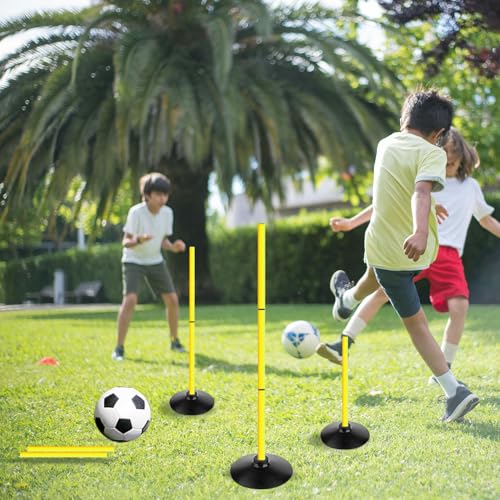 ASENVER 4FT Agility Poles Set Detachable Speed Training Poles Soccer Slalom Sticks with Agility Ladder and Cones (4 pcs, Yellow) - Image 2