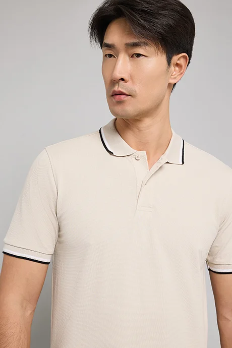 أر أند بي Tipping Detail Polo T-Shirt with Short Sleeves