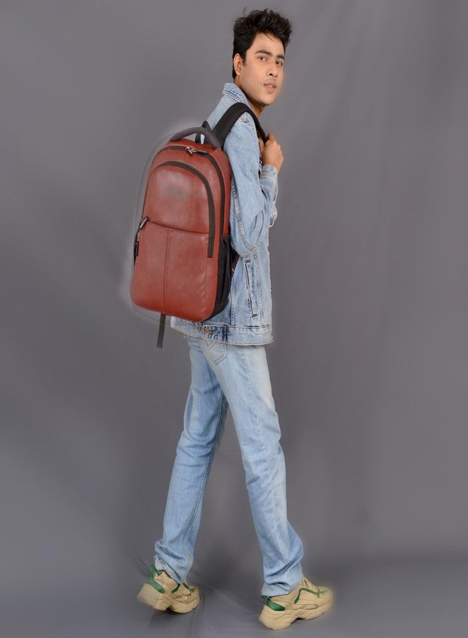 XERUS Faux Leather Backpack for Men and Women Stylish Waterproof Backpack Office Travel College and School Bag Durable 15.6 Inch Laptop Compatible Backpack (Brown) - Image 5