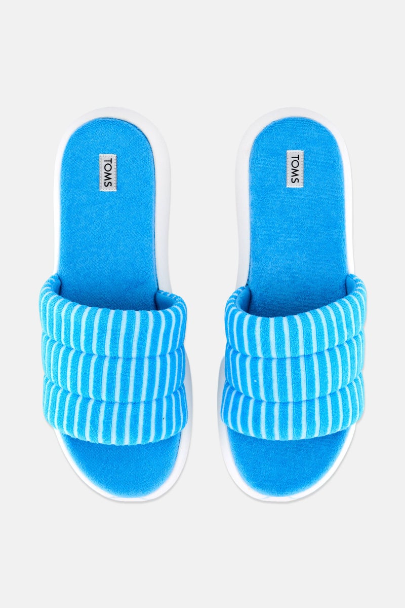 TOMS Women Alpargata Mallow Stripe Slip On Slides, Blue - Image 2